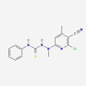 molecular formula C15H14ClN5S B11470584 2-(6-chloro-5-cyano-4-methylpyridin-2-yl)-2-methyl-N-phenylhydrazinecarbothioamide 