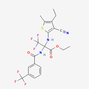 Ethyl 2-[(3-cyano-4-ethyl-5-methylthiophen-2-YL)amino]-3,3,3-trifluoro-2-{[3-(trifluoromethyl)phenyl]formamido}propanoate