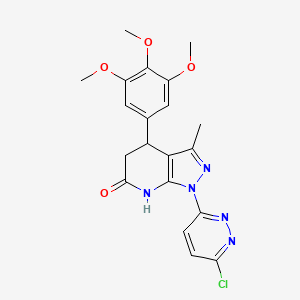 molecular formula C20H20ClN5O4 B11470630 1-(6-chloropyridazin-3-yl)-3-methyl-4-(3,4,5-trimethoxyphenyl)-4,5-dihydro-1H-pyrazolo[3,4-b]pyridin-6-ol 