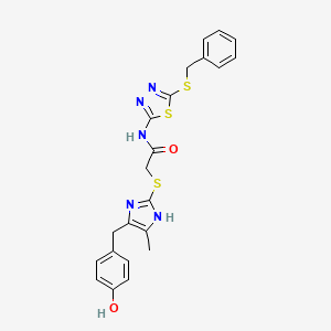 N-[5-(benzylsulfanyl)-1,3,4-thiadiazol-2-yl]-2-{[5-(4-hydroxybenzyl)-4-methyl-1H-imidazol-2-yl]sulfanyl}acetamide