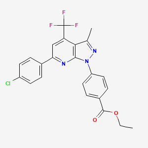 molecular formula C23H17ClF3N3O2 B11470667 ethyl 4-[6-(4-chlorophenyl)-3-methyl-4-(trifluoromethyl)-1H-pyrazolo[3,4-b]pyridin-1-yl]benzoate 