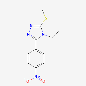 molecular formula C11H12N4O2S B11470677 4-ethyl-3-(methylsulfanyl)-5-(4-nitrophenyl)-4H-1,2,4-triazole 