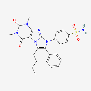 molecular formula C25H26N6O4S B11470678 4-(6-butyl-1,3-dimethyl-2,4-dioxo-7-phenyl-1,2,3,4-tetrahydro-8H-imidazo[2,1-f]purin-8-yl)-1-benzenesulfonamide 