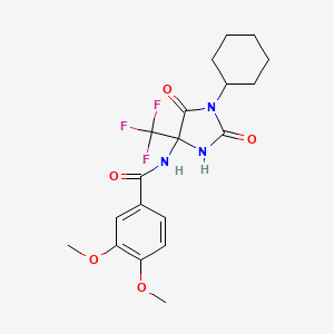 molecular formula C19H22F3N3O5 B11470721 N-[1-cyclohexyl-2,5-dioxo-4-(trifluoromethyl)imidazolidin-4-yl]-3,4-dimethoxybenzamide 