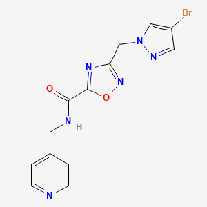 molecular formula C13H11BrN6O2 B11470732 3-[(4-bromo-1H-pyrazol-1-yl)methyl]-N-(pyridin-4-ylmethyl)-1,2,4-oxadiazole-5-carboxamide 