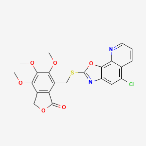 molecular formula C22H17ClN2O6S B11470745 7-{[(5-chloro[1,3]oxazolo[4,5-h]quinolin-2-yl)sulfanyl]methyl}-4,5,6-trimethoxy-2-benzofuran-1(3H)-one 