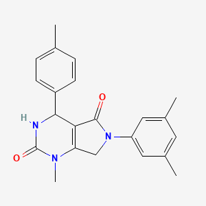 molecular formula C22H23N3O2 B11470762 6-(3,5-dimethylphenyl)-1-methyl-4-(4-methylphenyl)-3,4,6,7-tetrahydro-1H-pyrrolo[3,4-d]pyrimidine-2,5-dione 