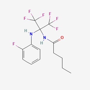 molecular formula C14H15F7N2O B11470767 N-{1,1,1,3,3,3-hexafluoro-2-[(2-fluorophenyl)amino]propan-2-yl}pentanamide 