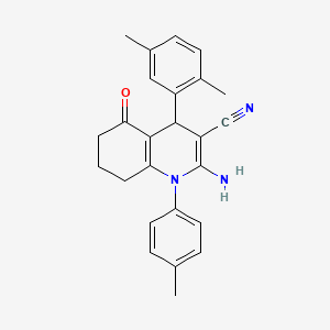 molecular formula C25H25N3O B11470783 2-Amino-4-(2,5-dimethylphenyl)-1-(4-methylphenyl)-5-oxo-1,4,5,6,7,8-hexahydroquinoline-3-carbonitrile 