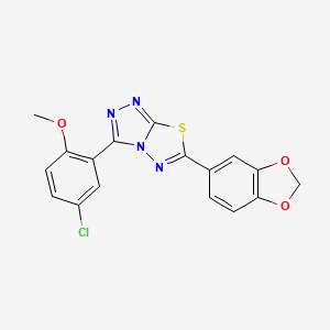 molecular formula C17H11ClN4O3S B11470812 6-(1,3-Benzodioxol-5-yl)-3-(5-chloro-2-methoxyphenyl)[1,2,4]triazolo[3,4-b][1,3,4]thiadiazole 