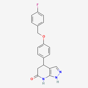 molecular formula C19H16FN3O2 B11470900 4-{4-[(4-fluorobenzyl)oxy]phenyl}-1,4,5,7-tetrahydro-6H-pyrazolo[3,4-b]pyridin-6-one 