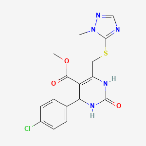 molecular formula C16H16ClN5O3S B11470906 methyl 4-(4-chlorophenyl)-6-{[(1-methyl-1H-1,2,4-triazol-5-yl)sulfanyl]methyl}-2-oxo-1,2,3,4-tetrahydropyrimidine-5-carboxylate 