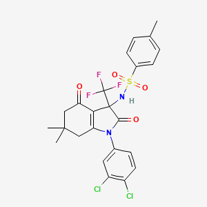 N-[1-(3,4-dichlorophenyl)-6,6-dimethyl-2,4-dioxo-3-(trifluoromethyl)-2,3,4,5,6,7-hexahydro-1H-indol-3-yl]-4-methylbenzenesulfonamide