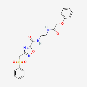 molecular formula C20H20N4O6S B11470972 N-{2-[(phenoxyacetyl)amino]ethyl}-3-[(phenylsulfonyl)methyl]-1,2,4-oxadiazole-5-carboxamide 