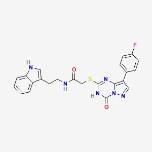 2-{[8-(4-fluorophenyl)-4-oxo-3,4-dihydropyrazolo[1,5-a][1,3,5]triazin-2-yl]sulfanyl}-N-[2-(1H-indol-3-yl)ethyl]acetamide