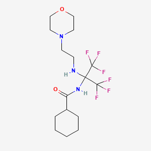 molecular formula C16H25F6N3O2 B11470986 N-(1,1,1,3,3,3-hexafluoro-2-{[2-(morpholin-4-yl)ethyl]amino}propan-2-yl)cyclohexanecarboxamide 