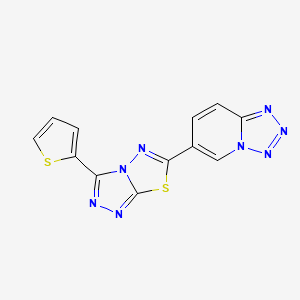 molecular formula C12H6N8S2 B11470988 6-([1,2,3,4]Tetrazolo[1,5-a]pyridin-6-yl)-3-(thiophen-2-yl)-[1,2,4]Triazolo[3,4-b][1,3,4]thiadiazole 