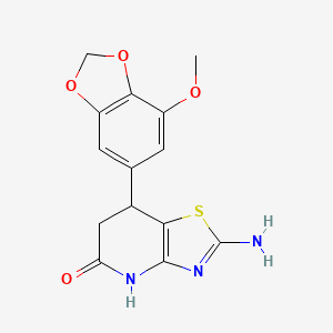 molecular formula C14H13N3O4S B11471005 2-Amino-7-(7-methoxy-2H-1,3-benzodioxol-5-yl)-4H,6H,7H-[1,3]thiazolo[4,5-b]pyridin-5-one 