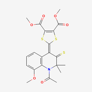 dimethyl 2-(1-acetyl-8-methoxy-2,2-dimethyl-3-thioxo-2,3-dihydroquinolin-4(1H)-ylidene)-1,3-dithiole-4,5-dicarboxylate