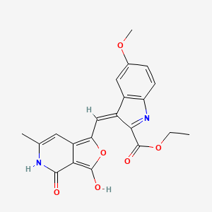 molecular formula C21H18N2O6 B11471029 ethyl 5-methoxy-3-[(E)-(6-methyl-3,4-dioxo-4,5-dihydrofuro[3,4-c]pyridin-1(3H)-ylidene)methyl]-1H-indole-2-carboxylate 