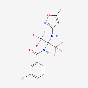 molecular formula C14H10ClF6N3O2 B11471035 3-chloro-N-{1,1,1,3,3,3-hexafluoro-2-[(5-methyl-1,2-oxazol-3-yl)amino]propan-2-yl}benzamide 