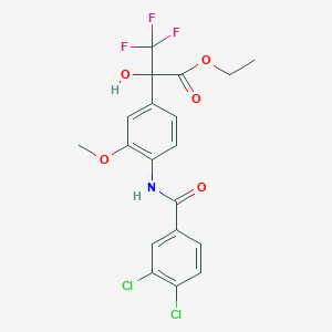 molecular formula C19H16Cl2F3NO5 B11471040 Ethyl 2-(4-{[(3,4-dichlorophenyl)carbonyl]amino}-3-methoxyphenyl)-3,3,3-trifluoro-2-hydroxypropanoate 