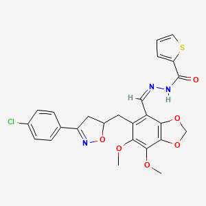 N'-[(Z)-(5-{[3-(4-chlorophenyl)-4,5-dihydro-1,2-oxazol-5-yl]methyl}-6,7-dimethoxy-1,3-benzodioxol-4-yl)methylidene]thiophene-2-carbohydrazide