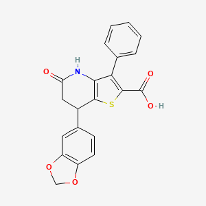 7-(1,3-Benzodioxol-5-yl)-5-oxo-3-phenyl-4,5,6,7-tetrahydrothieno[3,2-b]pyridine-2-carboxylic acid