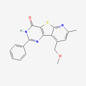 molecular formula C18H15N3O2S B11471085 13-(methoxymethyl)-11-methyl-4-phenyl-8-thia-3,5,10-triazatricyclo[7.4.0.02,7]trideca-1(13),2(7),3,9,11-pentaen-6-one 