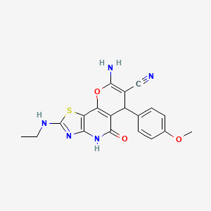 8-amino-2-(ethylamino)-6-(4-methoxyphenyl)-5-oxo-4,6-dihydro-5H-pyrano[2,3-d][1,3]thiazolo[4,5-b]pyridin-7-yl cyanide