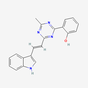 molecular formula C20H16N4O B11471141 2-{4-[2-(1H-Indol-3-yl)ethenyl]-6-methyl-1,3,5-triazin-2-yl}phenol 