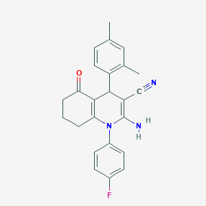 molecular formula C24H22FN3O B11471145 2-Amino-4-(2,4-dimethylphenyl)-1-(4-fluorophenyl)-5-oxo-1,4,5,6,7,8-hexahydroquinoline-3-carbonitrile 