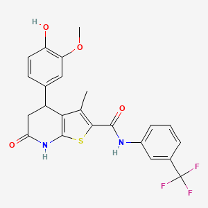 4-(4-hydroxy-3-methoxyphenyl)-3-methyl-6-oxo-N-[3-(trifluoromethyl)phenyl]-4,5,6,7-tetrahydrothieno[2,3-b]pyridine-2-carboxamide