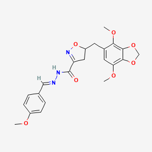 5-[(4,7-dimethoxy-1,3-benzodioxol-5-yl)methyl]-N'-[(E)-(4-methoxyphenyl)methylidene]-4,5-dihydro-1,2-oxazole-3-carbohydrazide