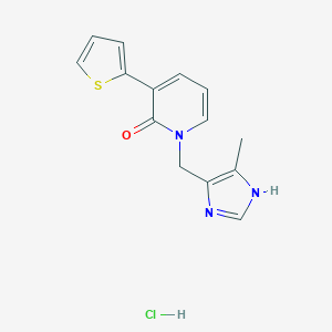 molecular formula C14H14ClN3OS B114712 2(1H)-Pyridinone, 1-((5-methyl-1H-imidazol-4-yl)methyl)-3-(2-thienyl)-, monohydrochloride CAS No. 143075-33-6