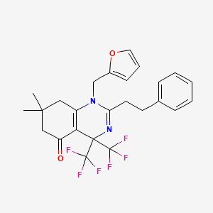 1-(furan-2-ylmethyl)-7,7-dimethyl-2-(2-phenylethyl)-4,4-bis(trifluoromethyl)-4,6,7,8-tetrahydroquinazolin-5(1H)-one