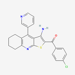 molecular formula C23H18ClN3OS B11471267 [3-Amino-4-(pyridin-3-yl)-5,6,7,8-tetrahydrothieno[2,3-b]quinolin-2-yl](4-chlorophenyl)methanone 