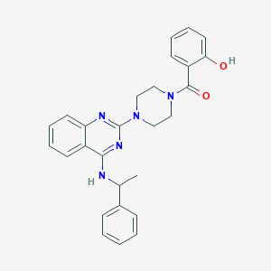 (2-Hydroxyphenyl)(4-{4-[(1-phenylethyl)amino]quinazolin-2-yl}piperazin-1-yl)methanone