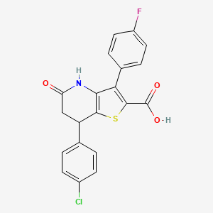 molecular formula C20H13ClFNO3S B11471323 7-(4-Chlorophenyl)-3-(4-fluorophenyl)-5-oxo-4,5,6,7-tetrahydrothieno[3,2-b]pyridine-2-carboxylic acid 