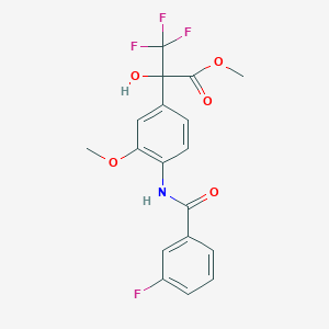 molecular formula C18H15F4NO5 B11471329 Methyl 3,3,3-trifluoro-2-(4-{[(3-fluorophenyl)carbonyl]amino}-3-methoxyphenyl)-2-hydroxypropanoate 