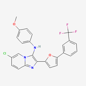 molecular formula C25H17ClF3N3O2 B11471348 6-chloro-N-(4-methoxyphenyl)-2-{5-[3-(trifluoromethyl)phenyl]furan-2-yl}imidazo[1,2-a]pyridin-3-amine 