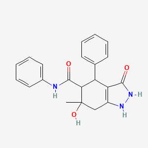 3,6-dihydroxy-6-methyl-N,4-diphenyl-4,5,6,7-tetrahydro-1H-indazole-5-carboxamide