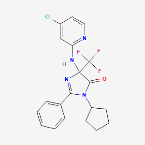 molecular formula C20H18ClF3N4O B11471366 5-[(4-chloropyridin-2-yl)amino]-3-cyclopentyl-2-phenyl-5-(trifluoromethyl)-3,5-dihydro-4H-imidazol-4-one 