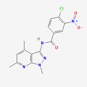 molecular formula C16H14ClN5O3 B11471368 4-Chloro-3-nitro-N-{1,4,6-trimethyl-1H-pyrazolo[3,4-B]pyridin-3-YL}benzamide 