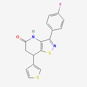 molecular formula C16H11FN2OS2 B11471371 3-(4-Fluorophenyl)-7-(thiophen-3-yl)-4H,6H,7H-[1,2]thiazolo[4,5-b]pyridin-5-one 