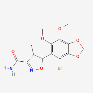 molecular formula C14H15BrN2O6 B11471394 5-(4-Bromo-6,7-dimethoxy-1,3-benzodioxol-5-yl)-4-methyl-4,5-dihydro-1,2-oxazole-3-carboxamide 