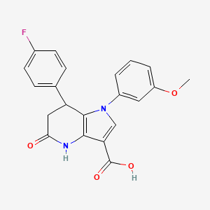 molecular formula C21H17FN2O4 B11471419 7-(4-fluorophenyl)-1-(3-methoxyphenyl)-5-oxo-4,5,6,7-tetrahydro-1H-pyrrolo[3,2-b]pyridine-3-carboxylic acid 