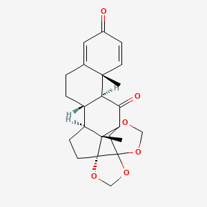 molecular formula C₂₃H₂₈O₆ B1147148 17,20:20,21-Bis(methylenedioxy)pregna-1,4-diene-3,11-dione(Mixture of Diastereomers) CAS No. 26341-55-9