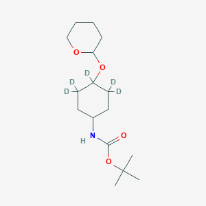 molecular formula C₁₆H₂₄D₅NO₄ B1147151 trans-[2-(4-tert-Butyloxycarbonylamino)cyclohexyloxy]tetrahydro-2H-pyran-d5 CAS No. 1322626-69-6