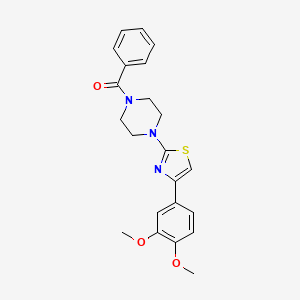 molecular formula C22H23N3O3S B11471520 1-Benzoyl-4-[4-(3,4-dimethoxyphenyl)-1,3-thiazol-2-YL]piperazine 